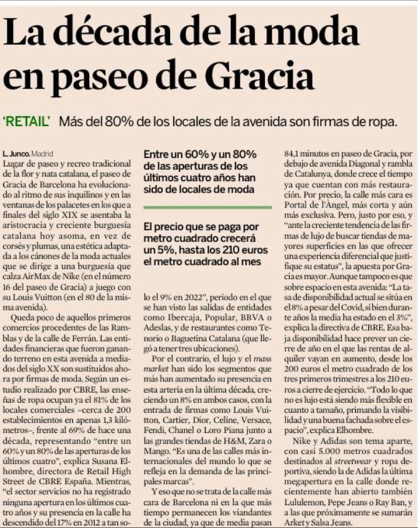 Analizamos la evolución de Paseo de Gracia en la última década